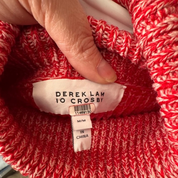 DEREK LAM Womens Turtleneck Sweater Merino Wool Med Pink Red Valentines Cabncore - Picture 6 of 11